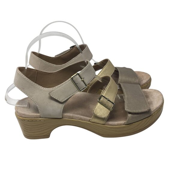 Dansko Malena Metallic Multi Leather Strappy Wedge Sandals Size 40 US 10-10.5 - Picture 1 of 14